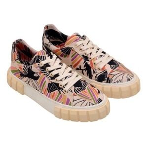 FARM RIO Colorful Bird Print Canvas Platform Low Top Sneakers EU 42/US 10